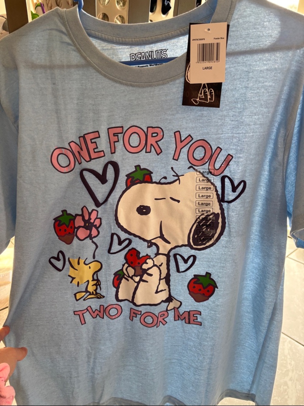 Peanuts Snoopy 'One For You Two For Me' Light Blue T-Shirt